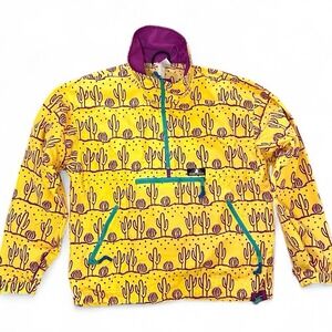 VTG Sierra Designs Men's Aztec Southwest Cactus Anorak Jacket Yellow • M